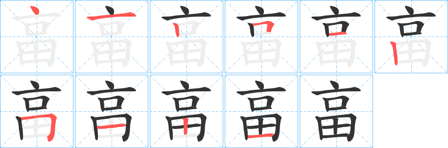 畗字的笔顺分步演示