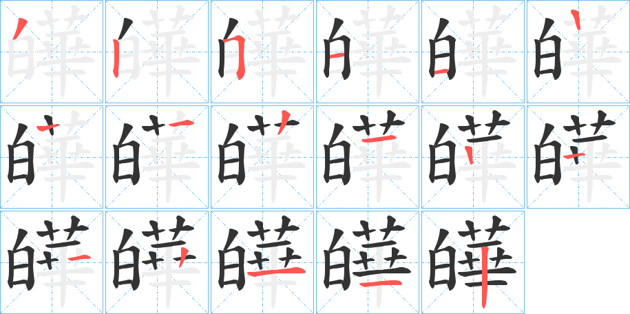 皣字的笔顺分步演示