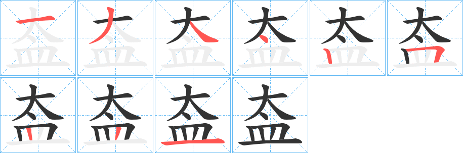 盇字的笔顺分步演示