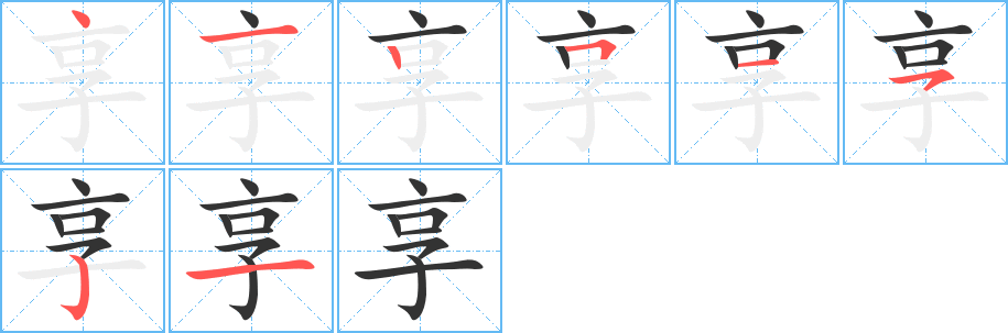 享字的笔顺分步演示