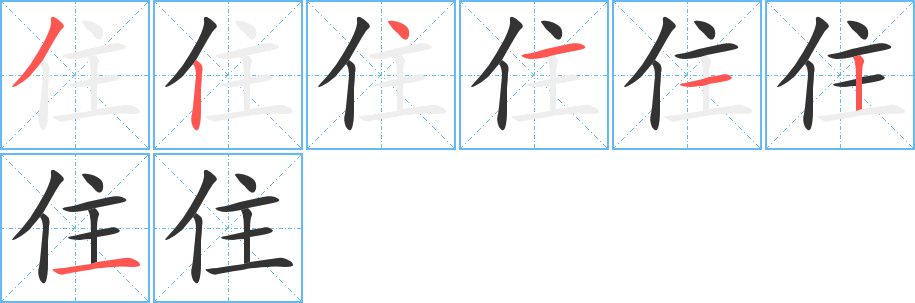 住字的笔顺分步演示