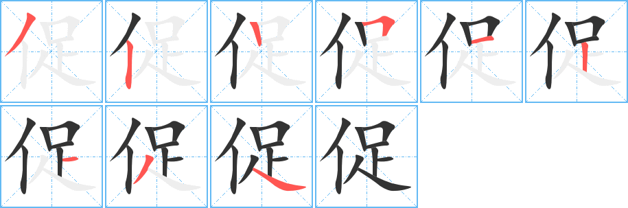 促字的笔顺分步演示