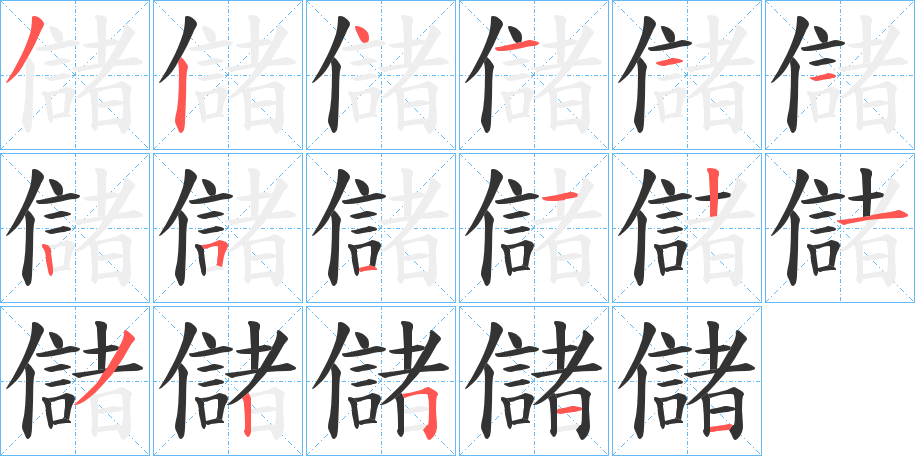 儲字的笔顺分步演示