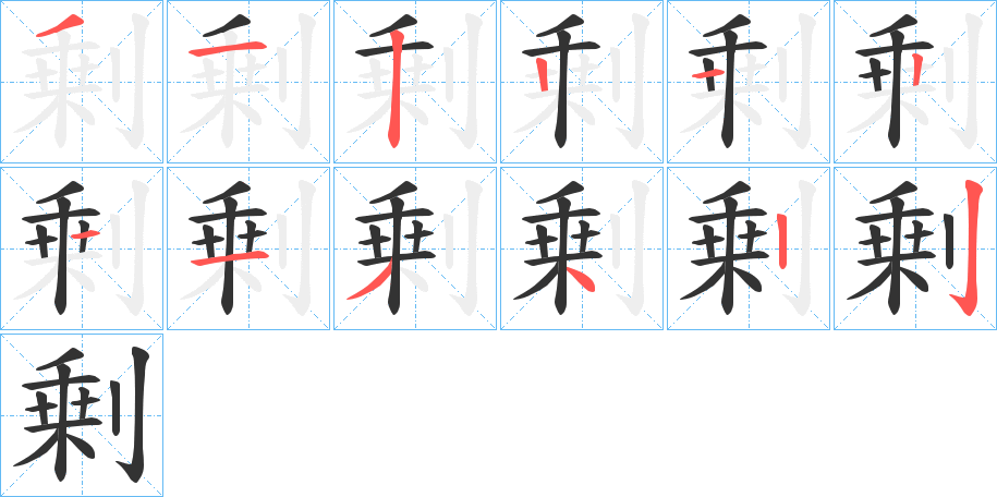 剰字的笔顺分步演示