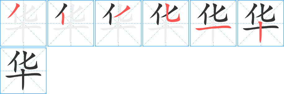 华字的笔顺分步演示