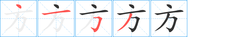 方字的笔顺分步演示