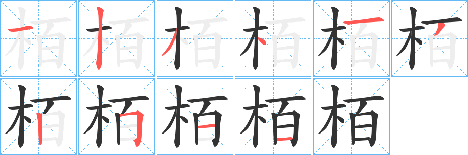 栢字的笔顺分步演示