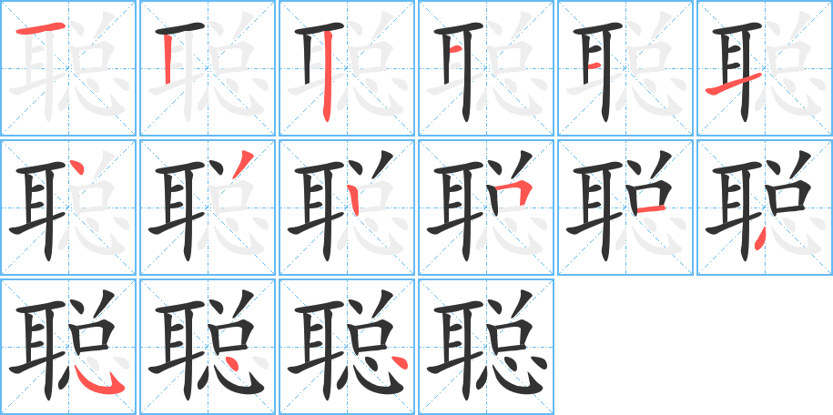 聪字的笔顺分步演示