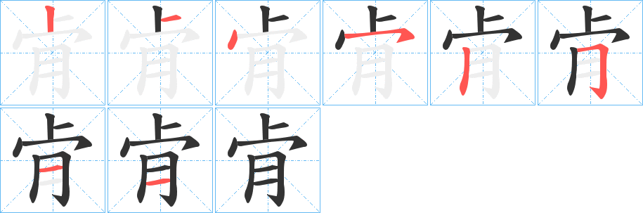 肻字的笔顺分步演示