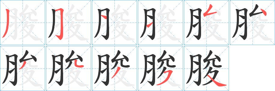 脧字的笔顺分步演示