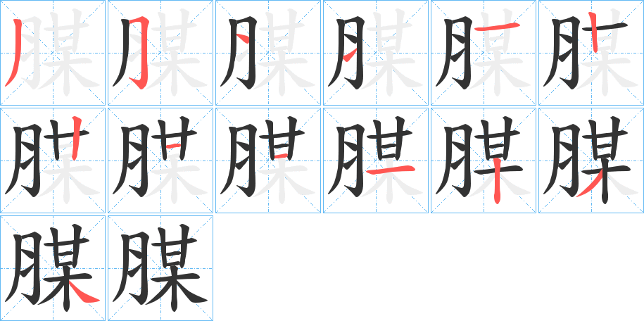 腜字的笔顺分步演示