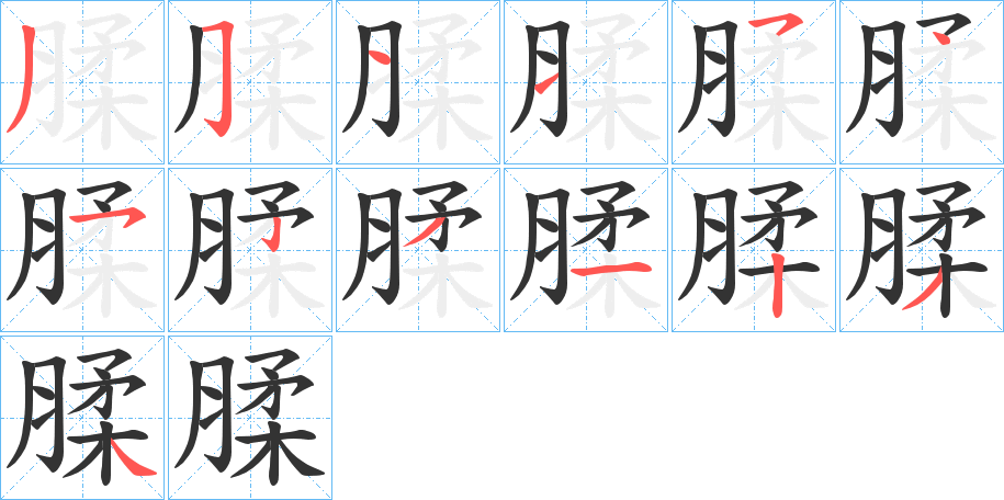 腬字的笔顺分步演示