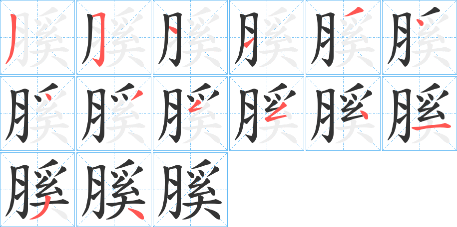 膎字的笔顺分步演示