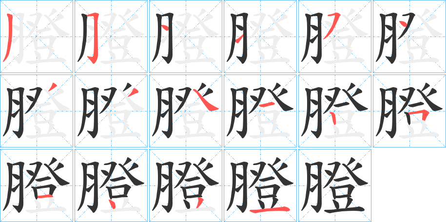 膯字的笔顺分步演示