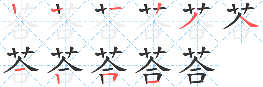 荅字的笔顺分步演示