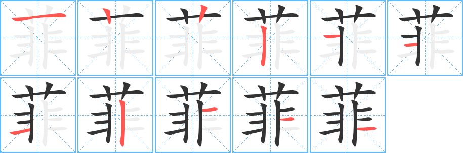 菲字的笔顺分步演示