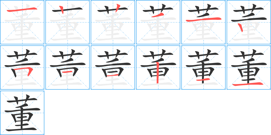 董字的笔顺分步演示