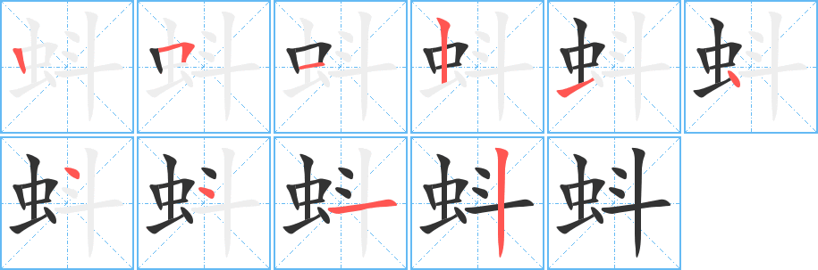 蚪字的笔顺分步演示