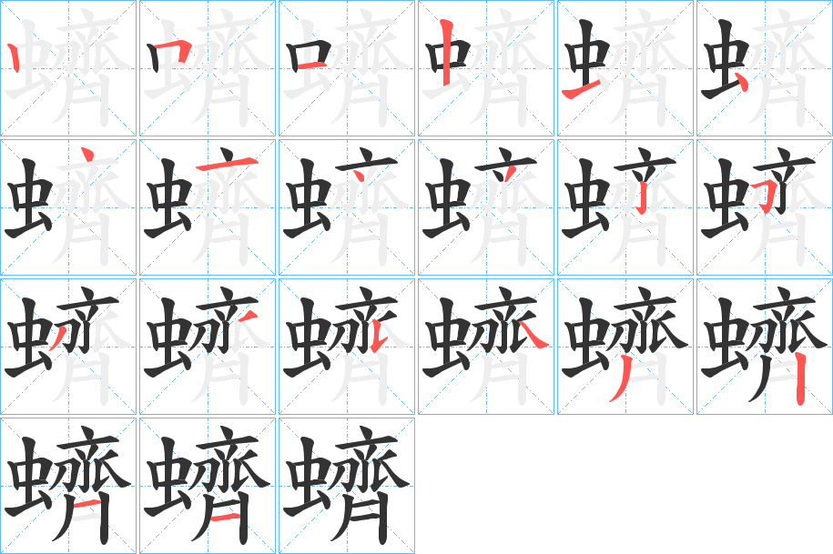 蠐字的笔顺分步演示