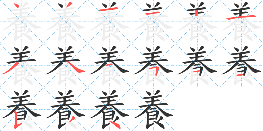 養字的笔顺分步演示