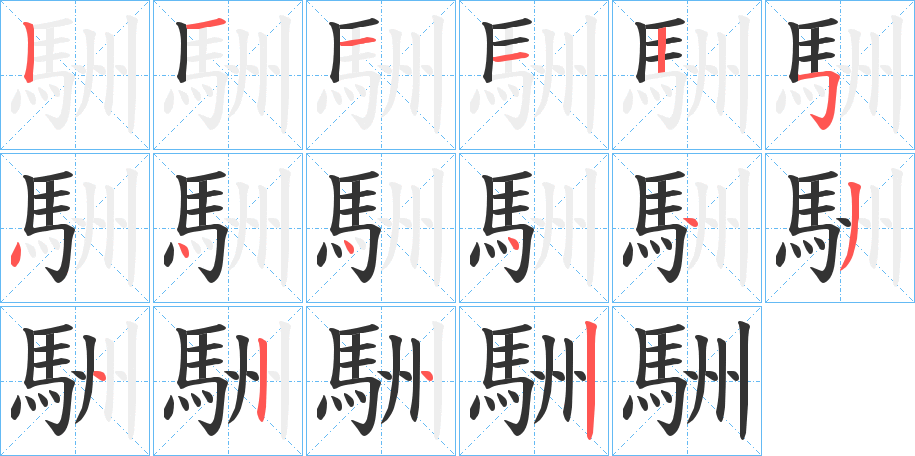 駲字的笔顺分步演示