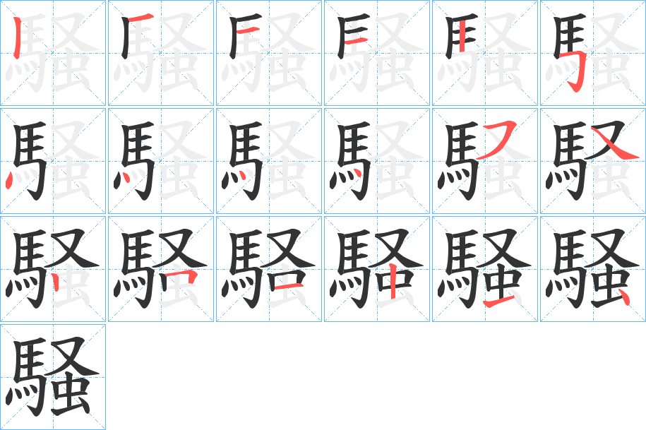 騒字的笔顺分步演示