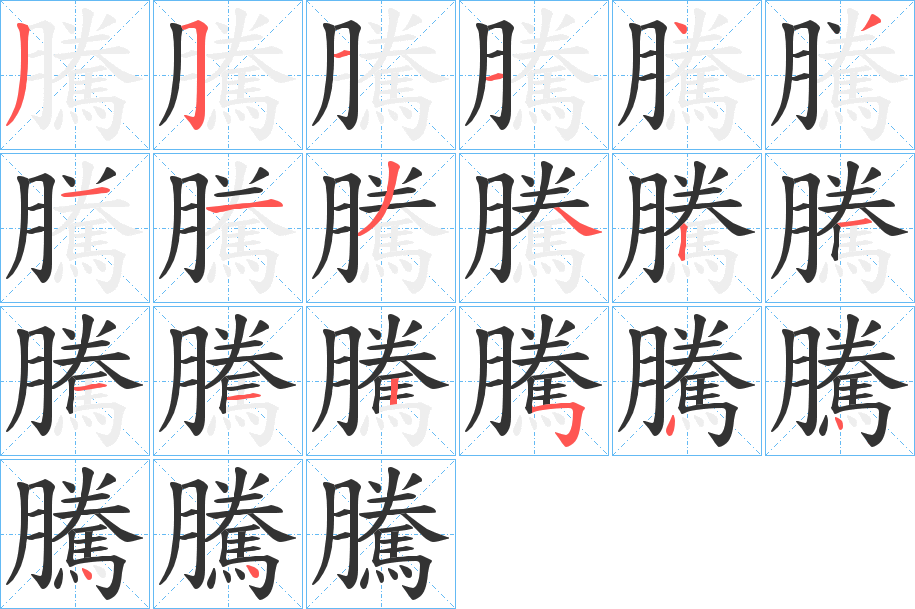 騰字的笔顺分步演示