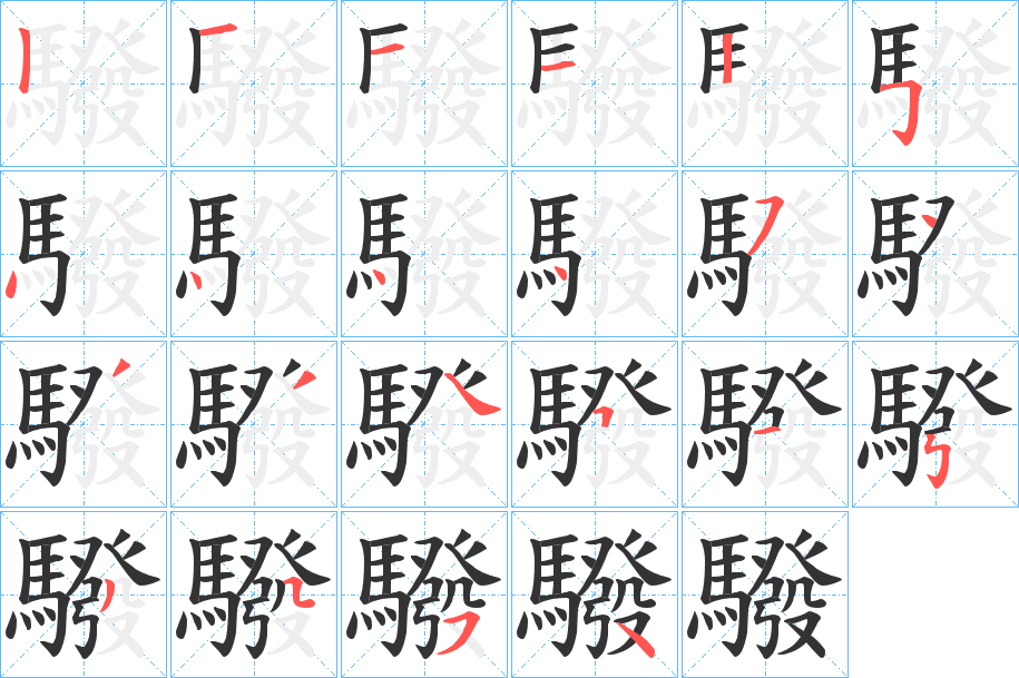 驋字的笔顺分步演示