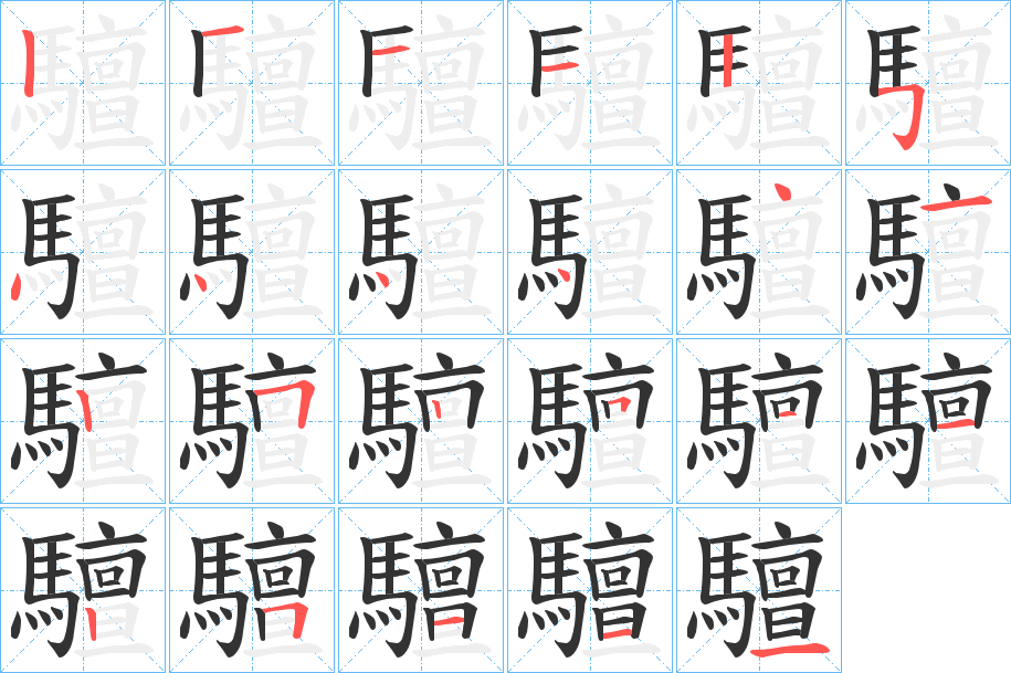 驙字的笔顺分步演示