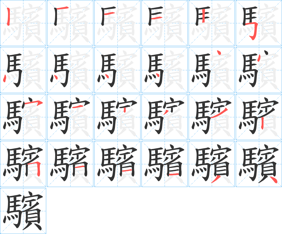 驞字的笔顺分步演示