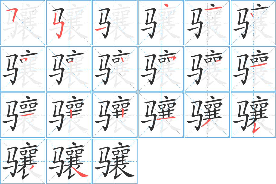 骧字的笔顺分步演示