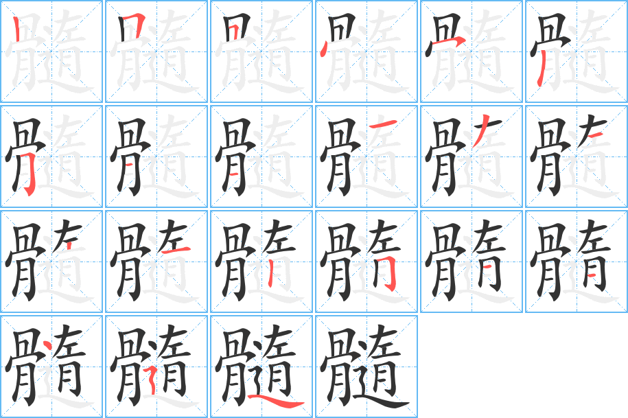 髓字的笔顺分步演示