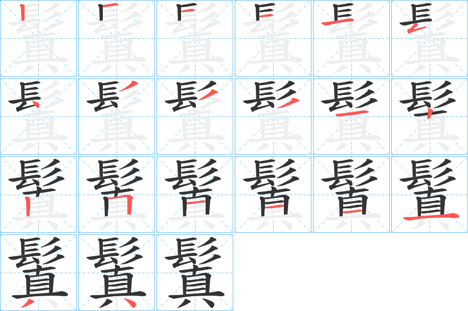 鬒字的笔顺分步演示