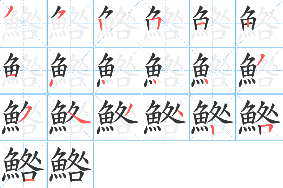 鯦字的笔顺分步演示