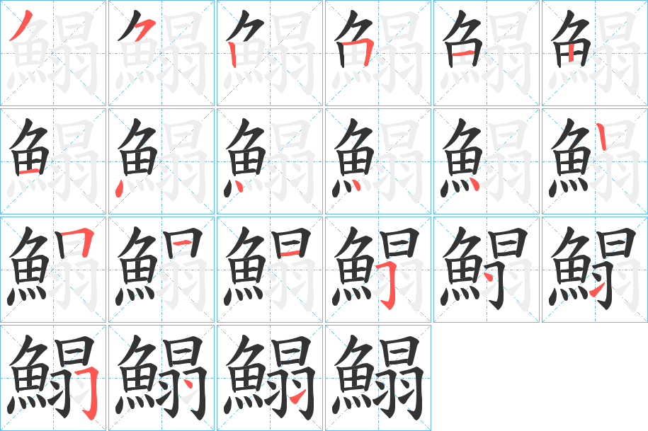 鰨字的笔顺分步演示