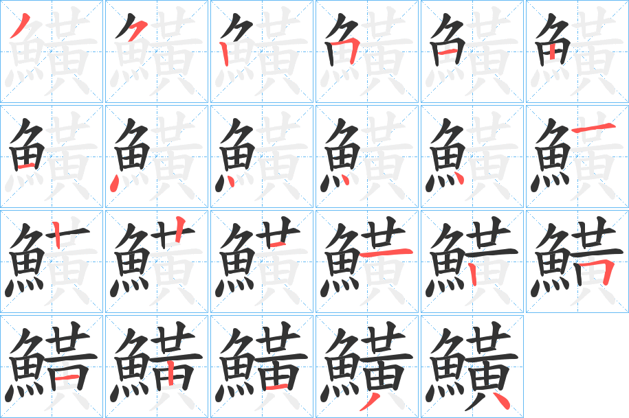 鱑字的笔顺分步演示