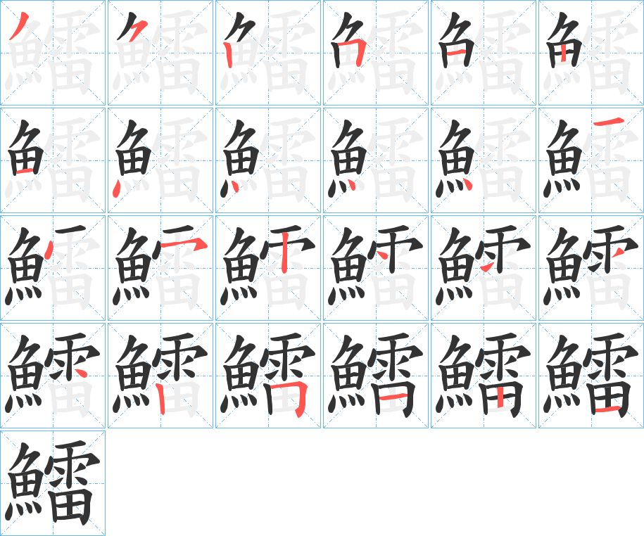 鱩字的笔顺分步演示