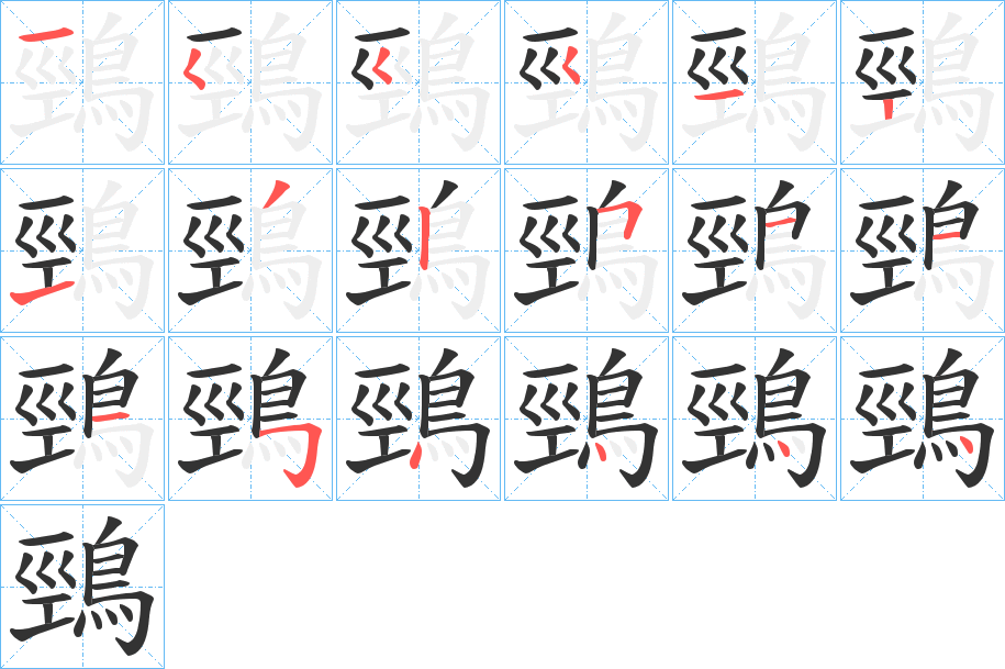 鵛字的笔顺分步演示