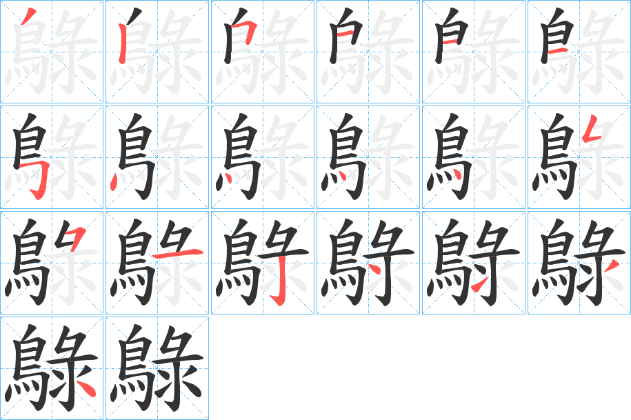 鵦字的笔顺分步演示