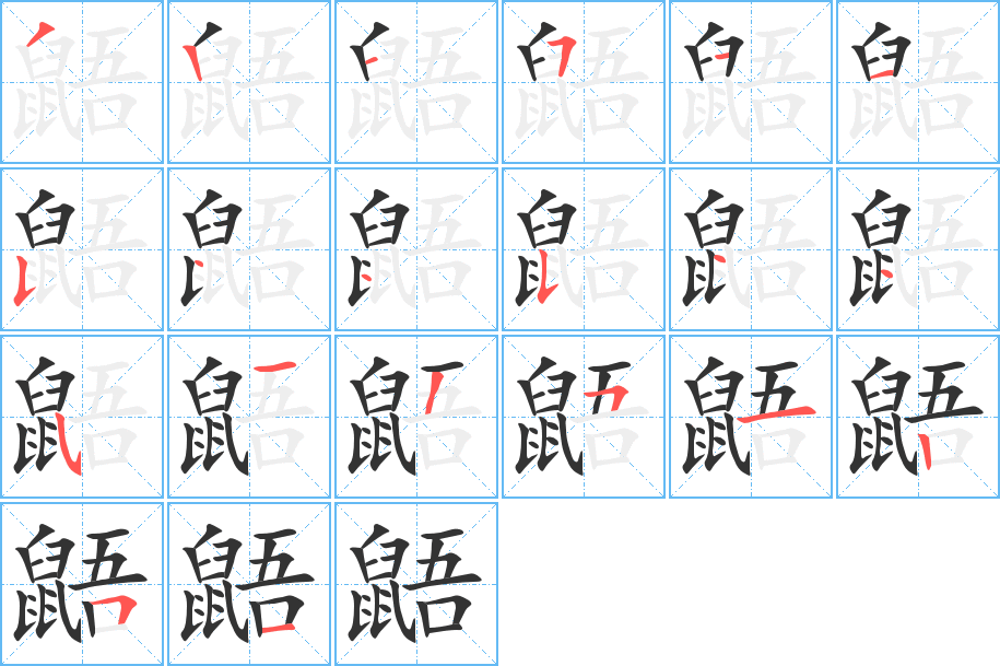 鼯字的笔顺分步演示