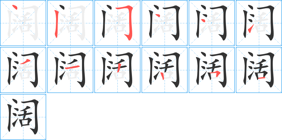 阔的笔顺分布演示